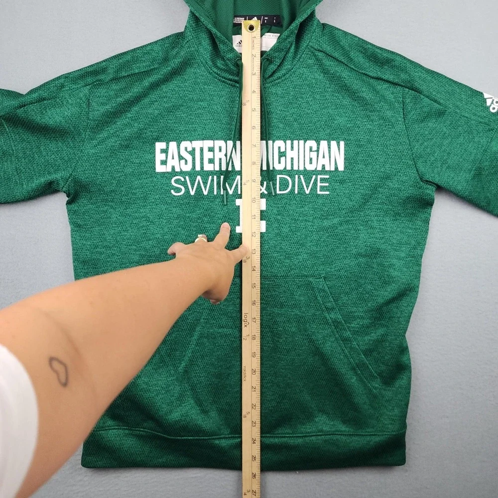 Eastern Michigan Eagles Hoodie Mens Large Green NCAA Swim Dive Adidas ClimaWarm